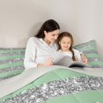 thumbnail image 4 of Homewish Green Gray Stripe Queen Comforter Set for Girls, Glitter Stars Comforter Sets Queen, Gray Reversible, 3 Pieces 1 Comforter and 2 Pillowcases, 4 of 6