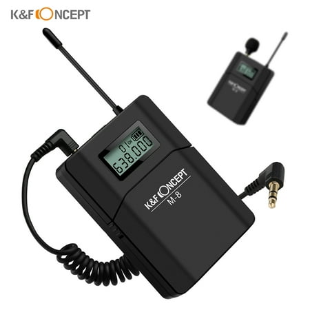 K&F CONCEPT M-8 UHF Wireless Lavalier Lapel Microphone System with Transmitter Receiver Unidirectional Mic for Canon Nikon Sony DSLR