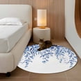 thumbnail image 3 of Round Area Rug 3 Ft, Eucalyptus Leaves Washable Non-Slip Circle Carpet for Living Room/Bedroom, Navy Blue Summer Botanical Weeping Low-Profile Small Floor Mats Collection Rugs for Indoor, 3 of 7