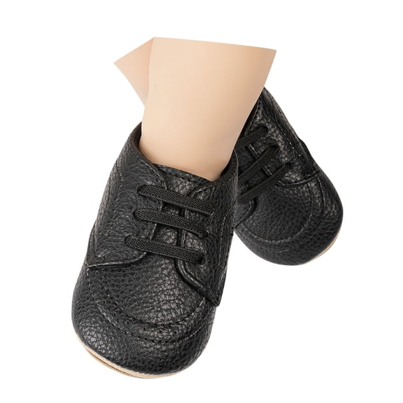 QUOTAY Baby Shoes Spring Autumn Age 0-1 Year Old Prewalker Casual British Style Walking Shoes Toddler Slippers Black，0-6 Months