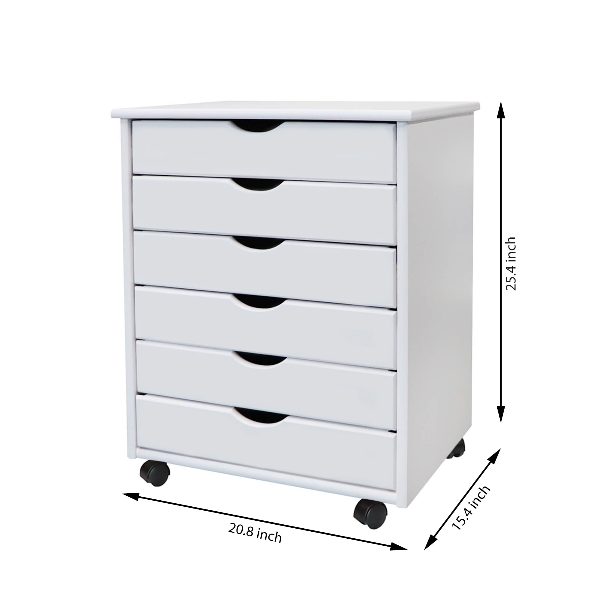 Adeptus Solid Wood 6 Drawer Original Roll Cart, White