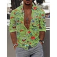 thumbnail image 1 of Camisa de hombre con estampado floral y cuello vuelto, informal, de manga larga, con botones, de Vaion, ropa de diseñador de moda, informal, cómoda, 1 of 6