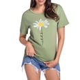 thumbnail image 3 of Trendfront Womens Daisy T-Shirt Flower Graphic Print Tee Crewneck Short Sleeve Summer Loose Fit Casual Pullover Daily Classic Tops, 3 of 8