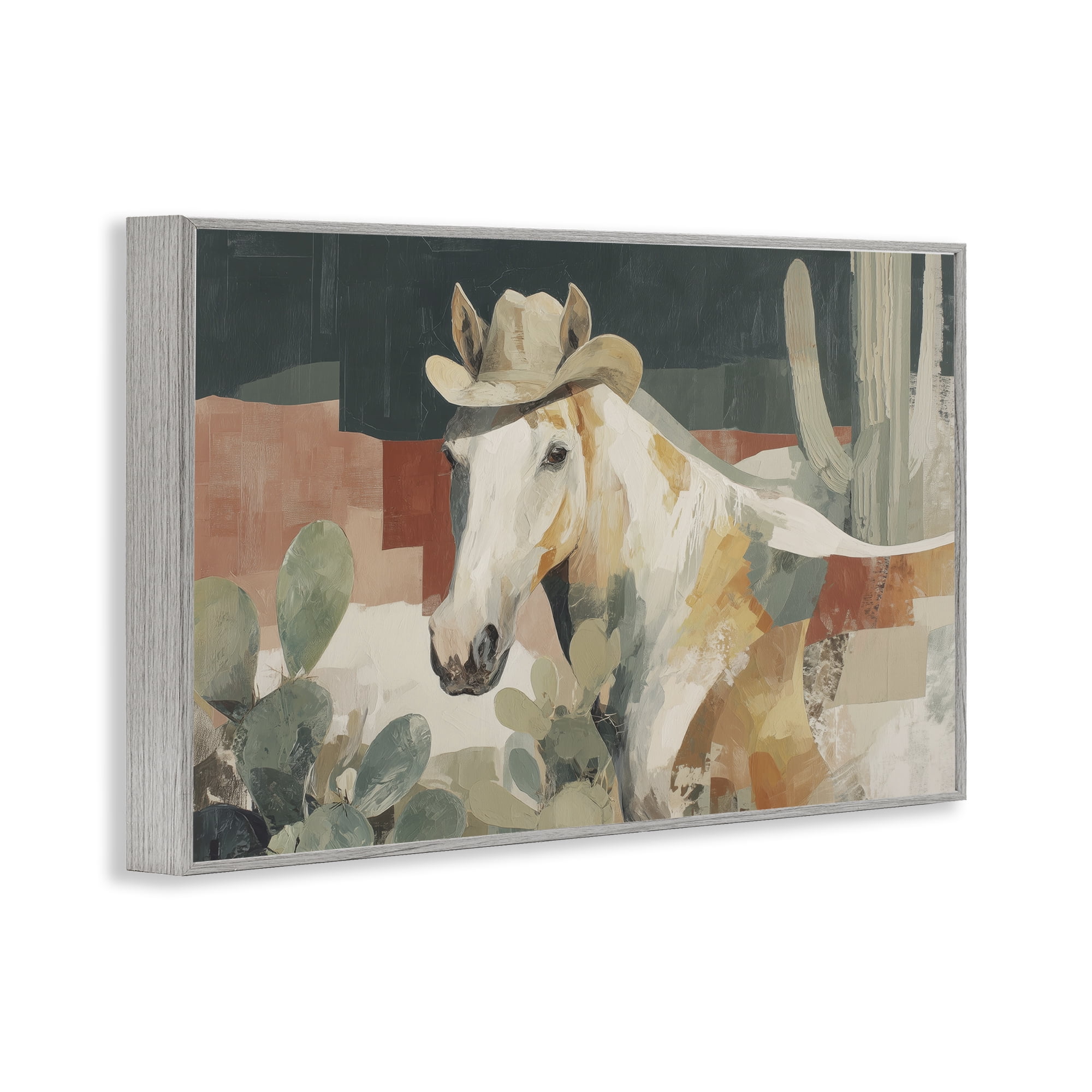 Stupell Industries Horse in Cowboy Hat Gray Framed Giclee Art, design by Chromatic Storm Studio