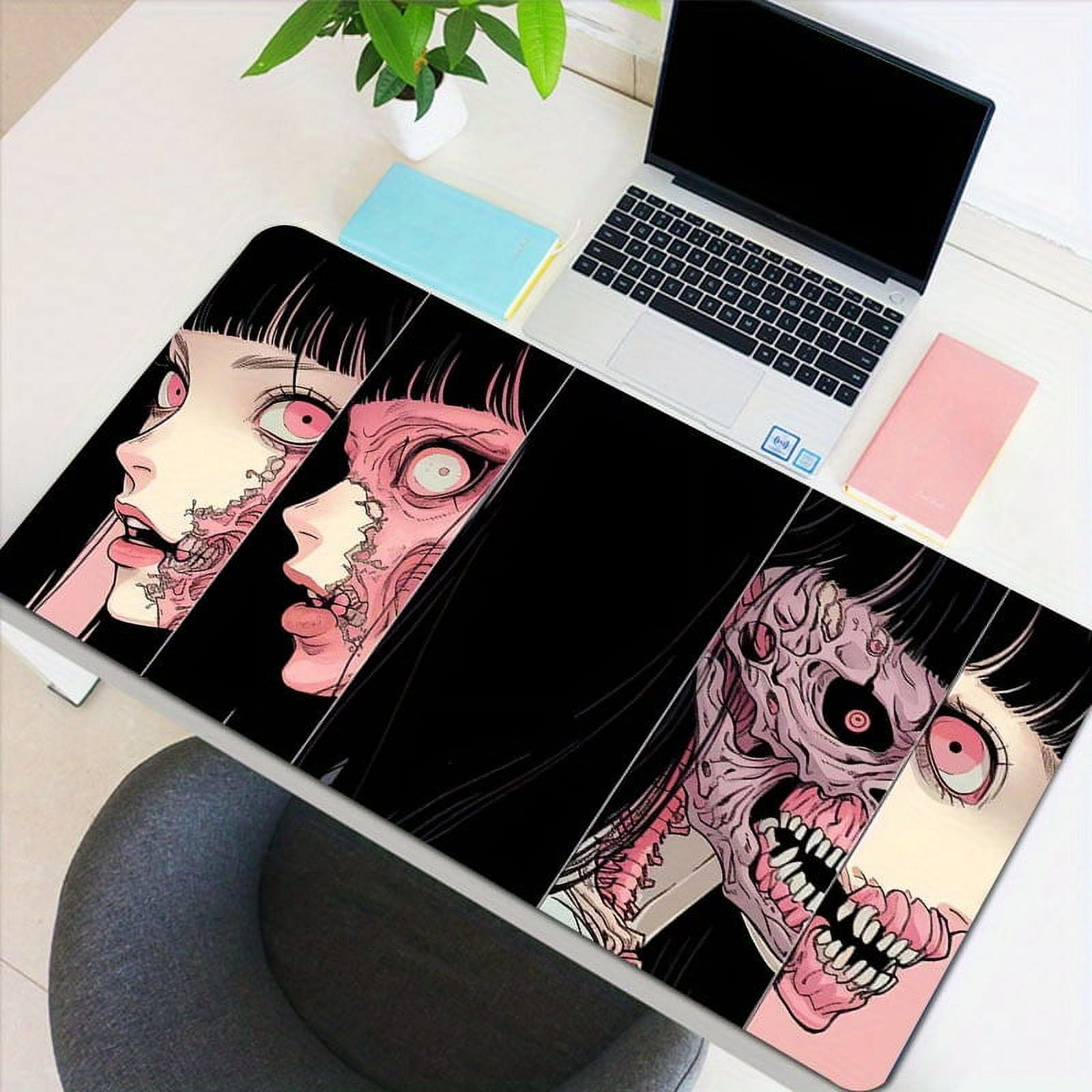 Anime Comic Face Large Gaming Mousepad Computer HD Keyboard Pad Mouse Mat Desk Mats Natural Rubber Anti-Slip Office Mouse Pad Desk Accessories