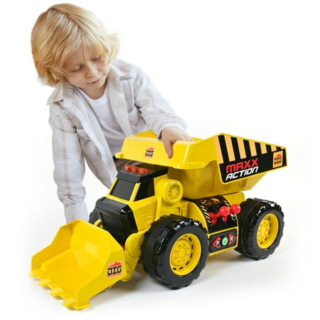 Maxx Action 2-N-1 Dig Rig, Large Dump Truck and Front-End Loader Play Vehicle, Children 3+