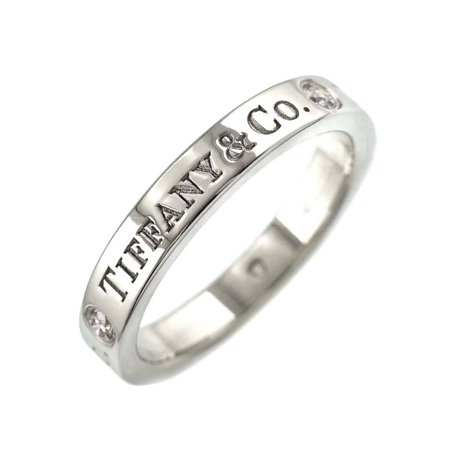 Pre-Owned Tiffany & Co. Band Ring Diamond 3P Pt Platinum Logo (Good)
