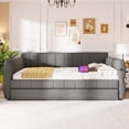 thumbnail image 3 of Harper & Bright Designs Queen Upholstered Daybed Sofa Bed with Trundle, Lambswool Platform Bed Queen Size with USB for Living Room Bedroom, Gray, 3 of 12