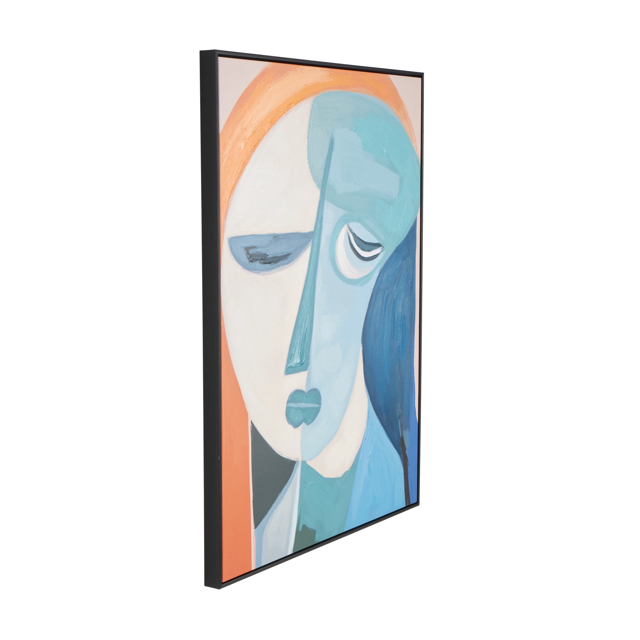 30" x 40" Impressionist Woman Framed Wall Art with Brushed Paint Strokes and Black Frame, by DecMode