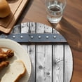 thumbnail image 3 of Grey Wood Grain Round Placemats Set of 4 for Dinning Tables,Heat-proof Braided Table Mats 13 Inch,Country Vintage Barn Door Rustic Lodge Washable Place Mat for Kitchen Restaurant Party Table Decor, 3 of 9