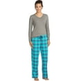 thumbnail image 1 of Hanes Womens Long Sleeve Tee/Pant Sleep Set, M, Charcoal/Teal Plaid, 1 of 3