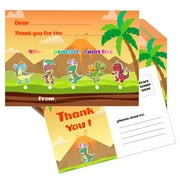 WaaHome Thank You Postcards for Kids Students, 30pcs Thank You Note Cards with 30 sheets Dinosaur Stickers, Kids Thank You Postcards Fill in the Blank for Back to School