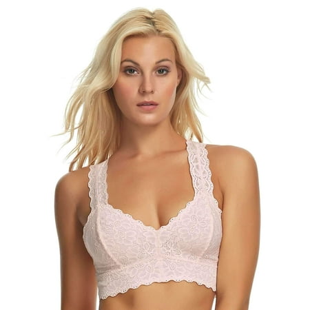 

Jezebel by Felina | Lace Bralette | Wire Free | Unpadded | T-Back | Support (Rosewater X-Large)