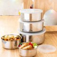 thumbnail image 2 of 5Pcs Food Storage Box Stainless Steel Food Containers with Leak-Proof Lids Reusable Crisper Box Bowl for Home, 2 of 7