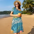 thumbnail image 4 of Naloa Happy Easter Print Womens Summer A-Line Dress with Pockets,Short Sleeve Dresses,Flowy Beach Swing Dress for Vacation Travel, 4 of 6