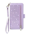 thumbnail image 2 of Zipper Wallet Case for Samsung Galaxy S10 Phone, Allytech Bling Glitter Leather Case with 9 Credit Card Holder Flip Magnetic Closure Stand Cover with Cash Pocket and Hand Strap, Purple, 2 of 7