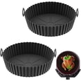 thumbnail image 1 of Pot en Silicone pour Friteuse à Air Chaud, 2 Pack Doublures Réutilisables en Silicone pour Friteuse à Air, Accessoires pour Friteuse à Air, Remplacement pour Doublure en Papier Parchemin Jetable (Noir & Bl), 1 of 5