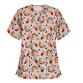 thumbnail image 1 of Puntoco Blusa de manga corta con cuello en V para mujer, uniforme de trabajo, blusa de Acción de Gracias de Navidad Puntoco Puntoco-2628, 1 of 6