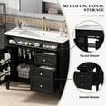thumbnail image 4 of 36" Bathroom Vanity with Resin Sink Combo, Modern Freestanding Bathroom Sink Cabinet with 3 Drawers & Soft-Close Door & Adjustable Shelf for Laundry & Kitchen, Black, 4 of 8
