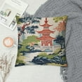 thumbnail image 2 of PIKWEEK  Pillow Cover Chinoiserie Pagoda Coral Blue Asian Pillow Case Asian Scenic Decorative Pillow Home Ethnic Cushion Cases for Couch Bedroom Living Room Housewarming Gift, 2 of 5