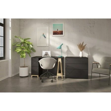 UPC: 0687174973561 | Atypik 2 Piece Home Office Set  Black and Russian Plywood