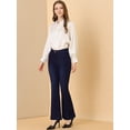 thumbnail image 3 of Pantalones Vaqueros De Mezclilla Vintage Acampanados Para Mujer Pantalones Largos Elásticos De Cintura Alta Pantalones Vaqueros Con Botones De Campana Azul negro L, 3 of 6