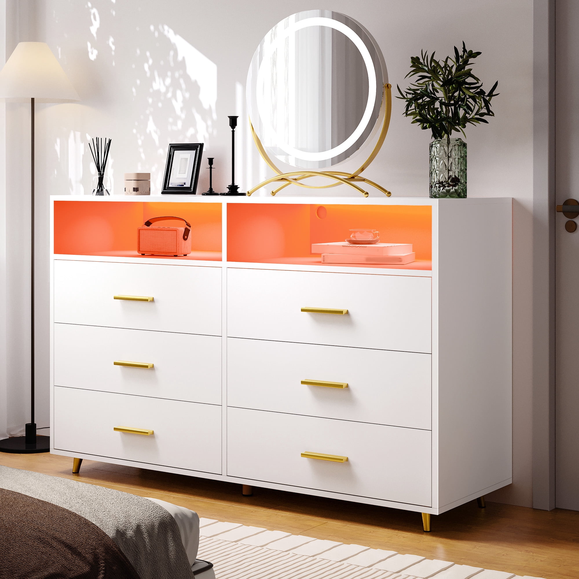 open lace back dress Boho Herringbone 3-Drawer Dresser White (Set of 2)