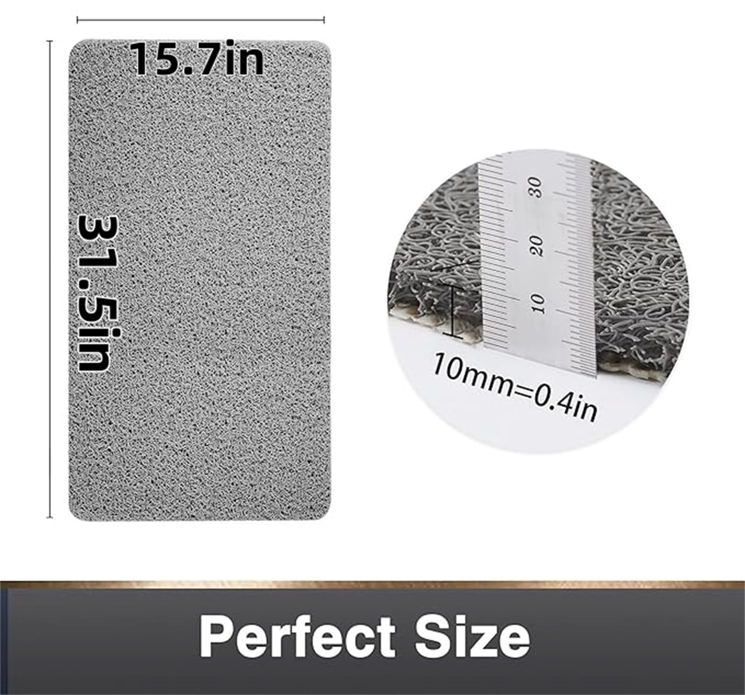 Textured Loofah Bath Mat for Tub & Shower - 15.7"x31.5" Non-Slip, Quick-Drying Floor Mat | Extra Thick for Home, Hotel & Spa (Gray)