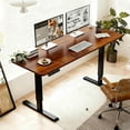 thumbnail image 2 of Kadyn 55" Electric Adjustable Height Standing Desk with Lift-Up Mechanism for Home Office Computer Gaming, Modern Ergonomic Table, Brown, 2 of 8