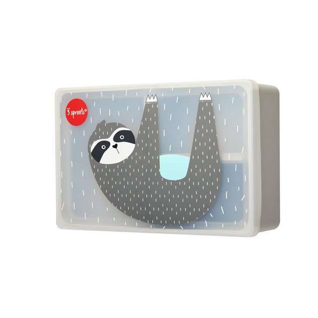 3 Sprouts Silicone Bento Box - 3-Compartment Lunch Box - BPA-Free & Food-Safe Snack Box for Adults & Kids - Microwavable, Dishwasher, Oven & Freezer Safe - Leak-Proof Lunch Container - Sloth