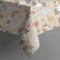 thumbnail image 5 of Brown Cartoon Unicorn Rainbow Cloud Heart Star Pattern Square Tablecloth,Waterproof Square Table Cover,Wipeable Spillproof Washable Table Cover for Home Kitchen Party Decor 60"x60"(152x152cm), 5 of 6