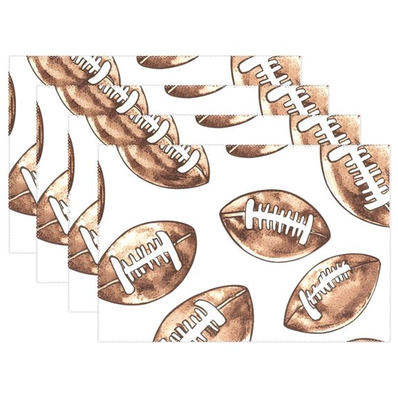 Ryvnso Placemats Set of 4 Retro Football Dining Mats Heat-Resistant Non-Slip Washable Table Mat