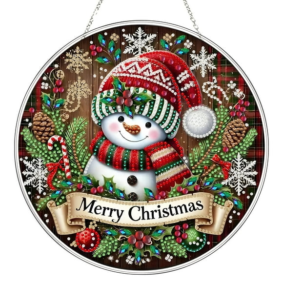 Kit de manualidades con forma de muñeco de nieve navideño con forma de diamante acrílico JJFox, bricolaje