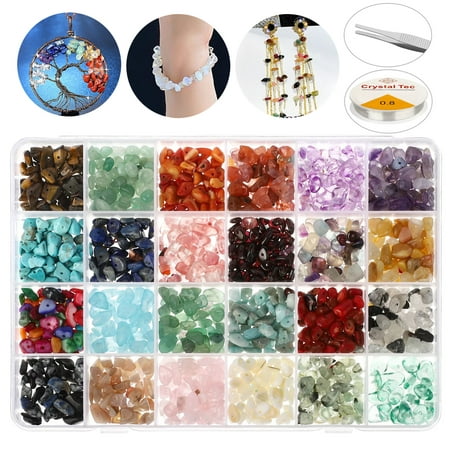 TSV 1200pcs Stone Beads, Natural Gemstone Beads, Multi-Color Irregular Chips Stones, Crushed Chunked Crystal Pieces Loose Beads, for Jewelry Making Decor DIY Crafts