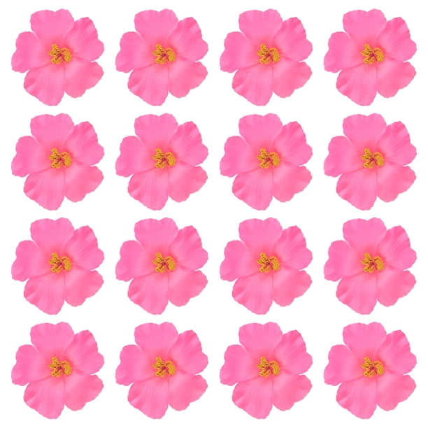 Uxcell Flores de Hibisco Hawaiano Flores Artificiales Clip para el Cabello DIY Flor de Hibisco de Espuma Rosa 16 Paquete