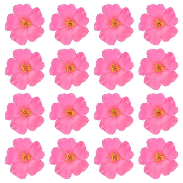 Uxcell Flores de Hibisco Hawaiano Flores Artificiales Clip para el Cabello DIY Flor de Hibisco de Espuma Rosa 16 Paquete