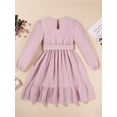 thumbnail image 6 of Hotiary 5-14Y Teens Little Girls Long Sleeve Princess Party Dress Casual Solid Color Pleated Dresses For Holiday Birthday Wedding, 6 of 8