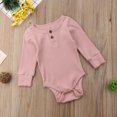 thumbnail image 3 of Diconna Newborn Baby Long Sleeve Romper Knitted Rib Casual Button Jumpsuit, 3 of 7