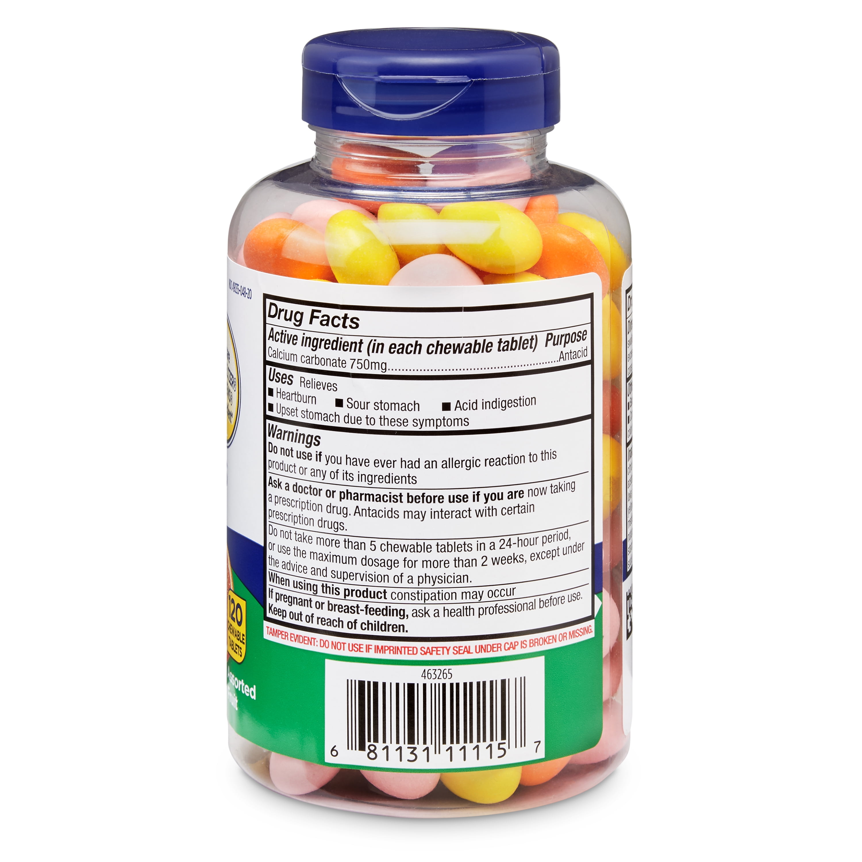 (3 pack) Equate Extra Strength Calcium Carbonate Antacid Chewable Tablets for Heartburn Relief, 120 Count