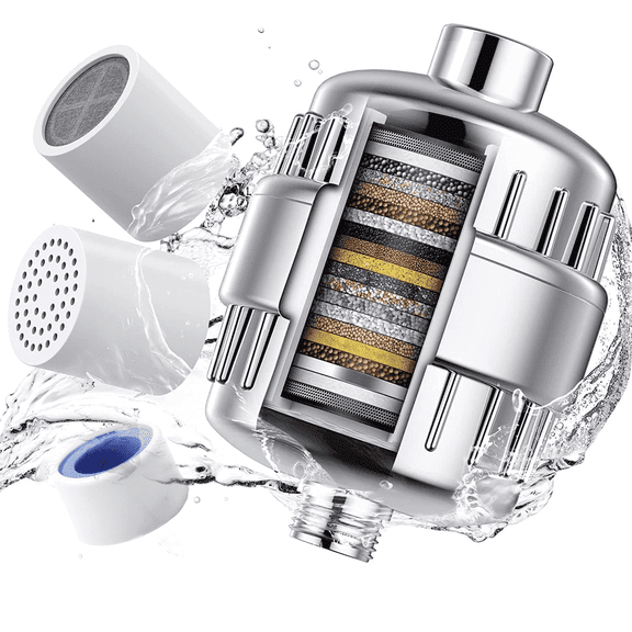GYTF Shower Filter for Hard Water 20 Stage,High Output Filter,2 Cartridges Included -Consistent Flow Showerhead Filter,Reduces Dry Itchy Skin,Polished Chrome
