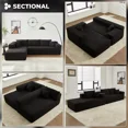 thumbnail image 4 of Ovios Corduroy Sectional for Living Room Modular Black Sleeper Sectional Couches and Sofas with Chaise Lounge Modern 104" Oversized L-Shape Sofa No Assembly Required, 4 of 10