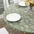 thumbnail image 3 of Round Vinyl Fitted Tablecloth with Flannel Backing Elastic Edge Design Table Cover Waterproof Oil-Proof Plastic Table Cloth Stain-Resistant Wipeable for 36"-44" Round, 3 of 6