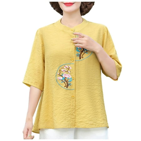 Fsqjgq Womens Summer Tops Corset Top Clearance T-Shirt Blouse Plus Size Tunic Shirts Mother T Shirt Elegant Lady In The Elderly Woman Short Sleeved V Neck Blouse Business Casual Tops for Women XL