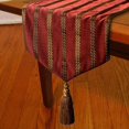 thumbnail image 3 of Linen Table Runner, Rust Linen Fabric with Embroidery & Tassels Red Linen 14 x 64 inch long, Wedding Decor Table Linen Modern Table Runner - Sumac Stripe, 3 of 4