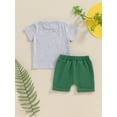 thumbnail image 3 of Suealasg Toddler Boy Farm Clothes Short Sleeve Round Neck Tractor Letter Print Tops Elastic Waist Shorts Set 6M 1T 2T 3T 4T Kids Baby Boy 2Pcs Summer Outfit, 3 of 6