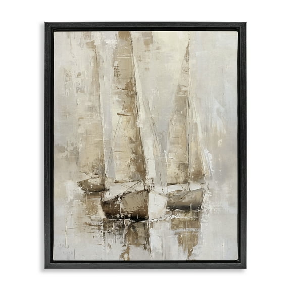 Stupell Industries Rustic Gradient Sailboats Nautical & Beach Painting Black Floater Framed Canvas Art Print Wall Art, 17 x 21