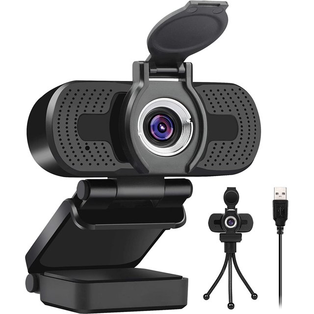 Full HD Webcam 1080p Video Camera with Webcam Cover for Desktop Laptop