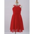thumbnail image 5 of MSemis Kids Chiffon Flower Girls Dress First Communion Bridesmaid Wedding Sequins Halter Neckline Gowns Red 8, 5 of 6