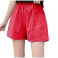 thumbnail image 2 of up to 60% off Gifts wycnly Womens Cotton Linen Shorts Casual Solid High Waist Loose Straight Summer Short Pants Ladies Leisure Wear Shorts with Pocket Red l, 2 of 4