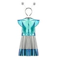 thumbnail image 5 of Linjinx Girls Alien Astronaut Outfit Sparkly Metallic Dance Dress with Alien Headband Kids Outer Blue 8, 5 of 7